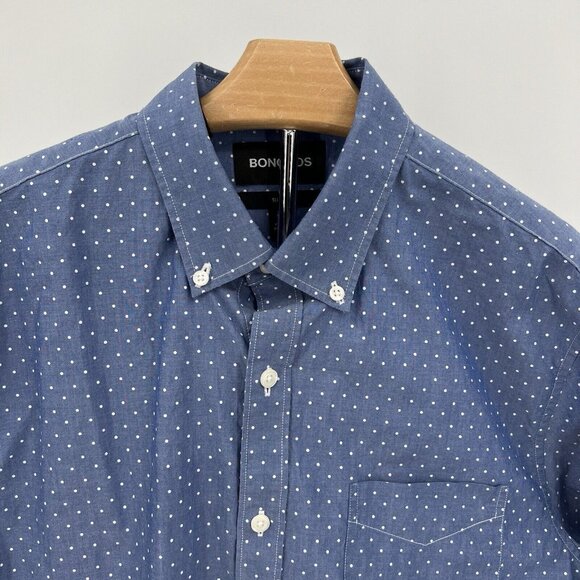 Bonobos Mens Slim Fit Blue Polka Dot Button-Down Shirt M Medium - Picture 1 of 6